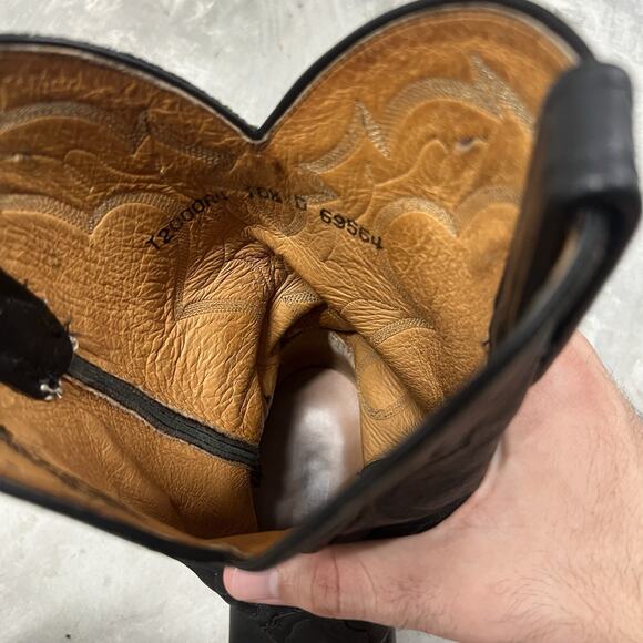 Lucchese 2000 Series Cowboy Boots Men’s 10.5 D Black Leather Western - Picture 5 of 10